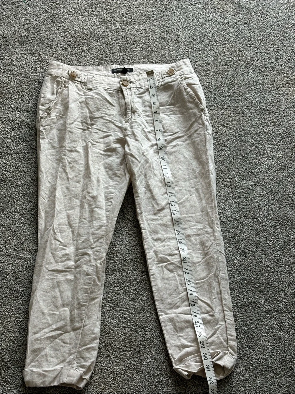 Banana Republic Cropped Linen Blend Pants in Light Beige